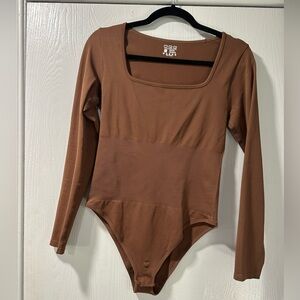 Brown OQQ Brown Long Sleeve Bodysuit